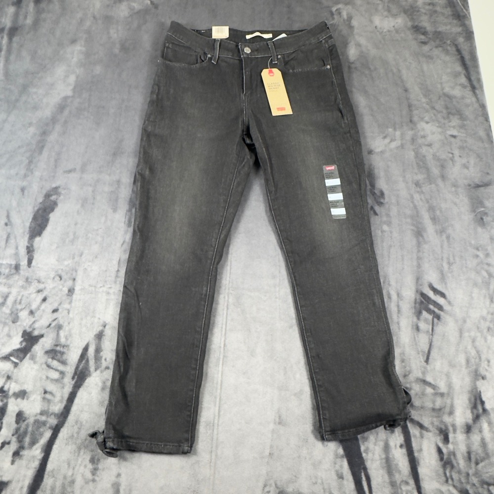 NWT Levis Skinny Jeans Womens 12 Gray Mid Rise Ankle Tie Hem 56172-0002
